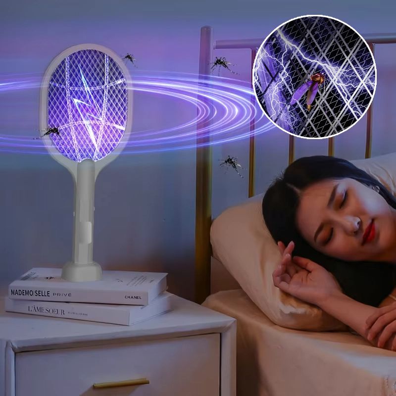Raquette Anti-Moustiques Électrique avec Lampe UV – Rechargeable & Ultra Efficace